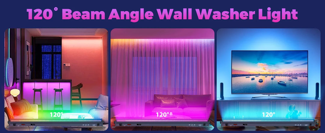 U'King 2Pcs 120W Wall Wash Light Bar RGB 336 LEDs Stage Lights 7000lm Wallwasher Lights For Home Nightclub Wedding Party Show