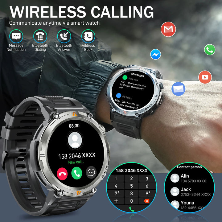 LaNikar KE3 Bluetooth Call Smart Watch Men Full Touch Screen Health Monitor With  steel ring Men SmartWatch For IOS Android