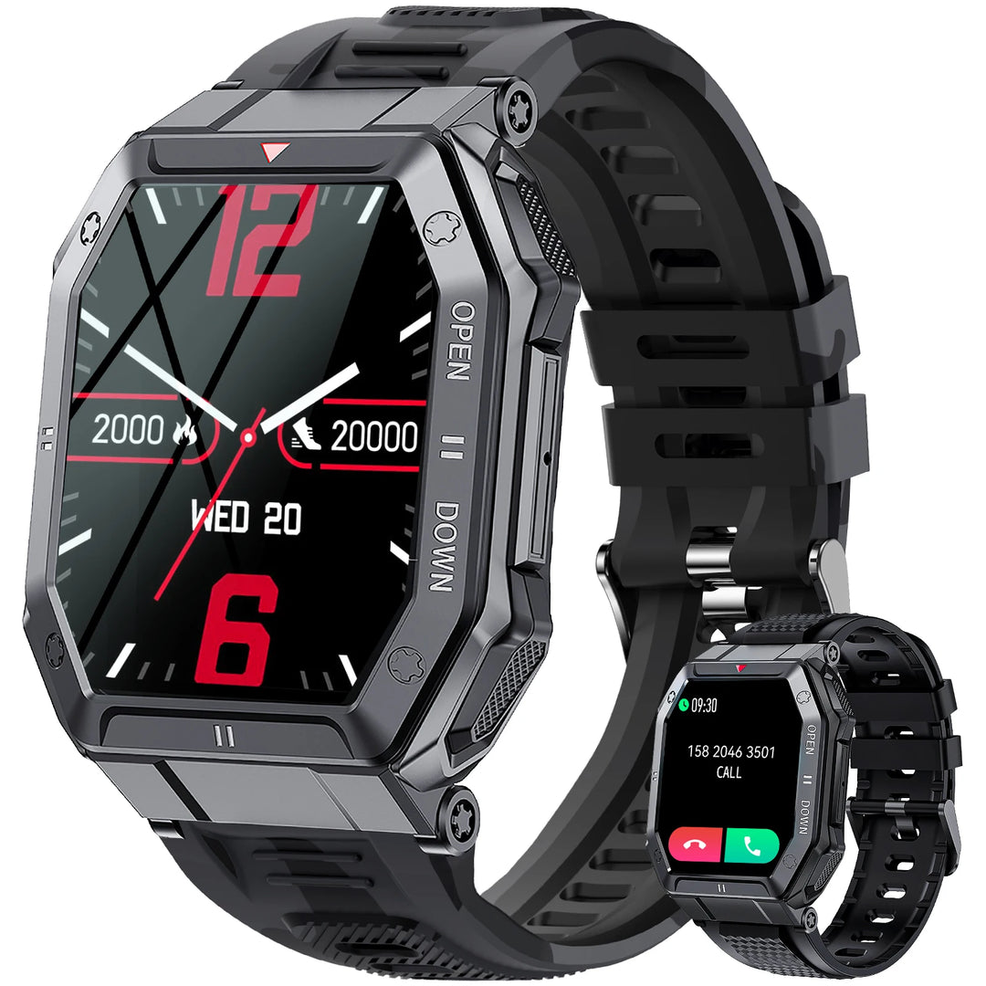 LaNikar 1.85'' HD New Military Smart Watch Men Bluetooth Call Heart Rate Blood Oxygen Detection Sport Smartwatch