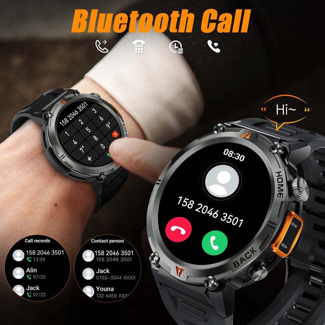 EIGIIS KE3 Bluetooth Call Smart Watch Men Full Touch Screen Health Monitor Clock With Flashlight  For IOS Android