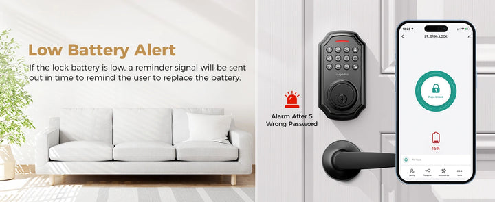 Arpha Smart Door Lock D180H Electronic Lock Bluetooth Door Lock 100 Password App Control Combination Lock Long Battery Life