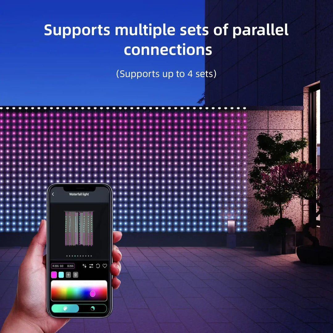 Smart Curtain Lights String App Controlled LED Window Hanging Curtain Lights 300/200 LED RGB Color Music Pattern  Change Display