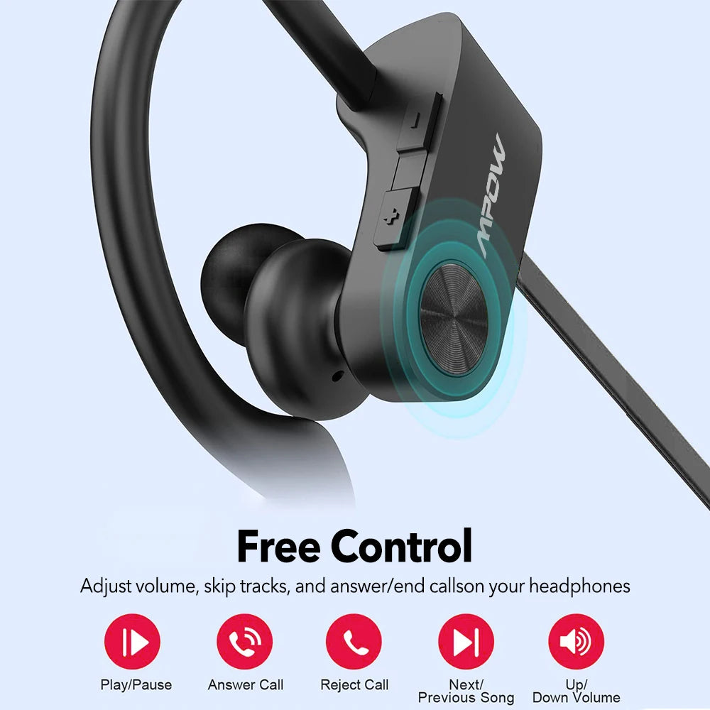 New Version Mpow Flame Sports Earphones IPX7 Waterproof Bluetooth V5.3 Earbuds 12 Hours Playtime & Noise Canceling Mic for iPhone