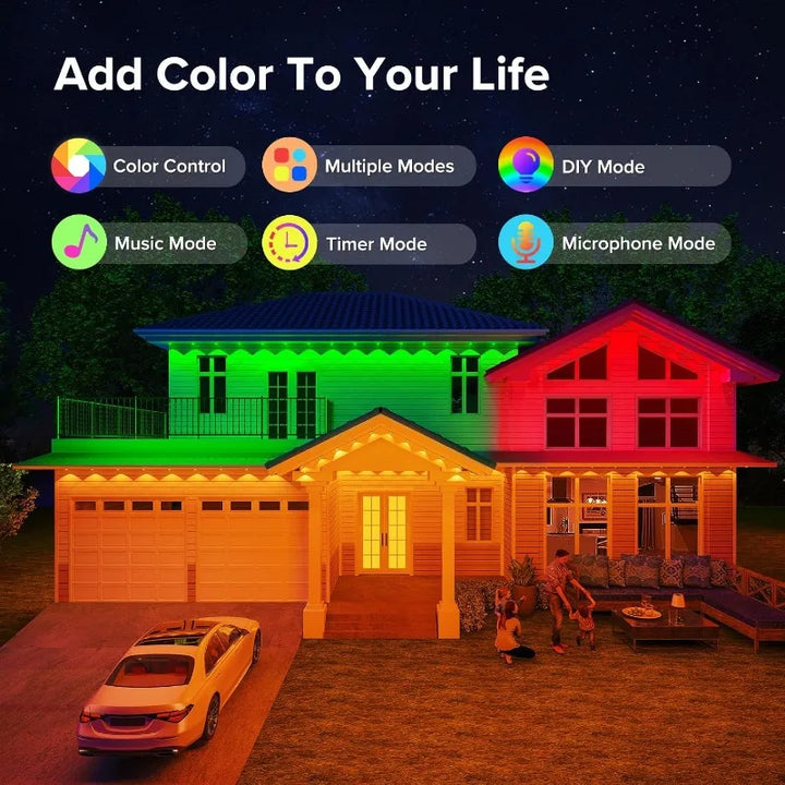 RGB Eaves Light Outdoor Lighting Lights Eaves String LED Music Sync Timer Waterproof String Party Home Holiday Decor Moving Gift
