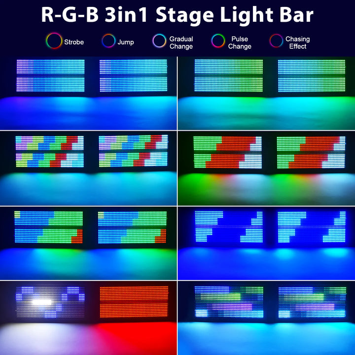 U'King 4Pcs 200W LED RGBW 48+8-Segment Strobe Lights DMX512 Wash Stage Light Uplight DJ Lights For Party Disco Wedding Bar KTV