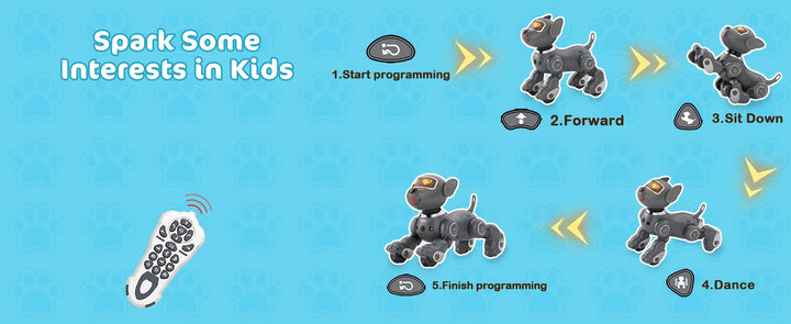 VATOS Robot Dog Toy for Kids Voice Remote Control Pet Interactive Touch Sensors 20+ Mode Robotic Puppy Toy Boys Girls