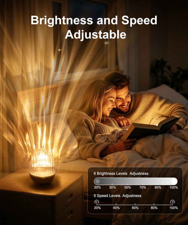 2-in-1 Music Player & Nebula Projector Desk Lamp - Dinosaur Egg Design Colorful LED Light Show With Water Ripple Effect, Remote