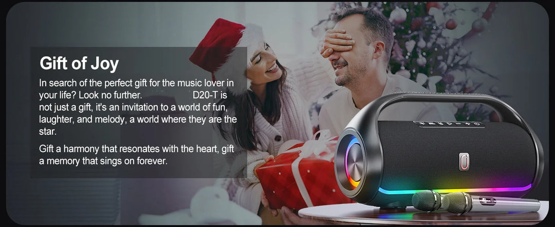 JYX Bluetooth Speaker, Portable Speaker with DJ Lights, Deep Subwoofer, Waterproof Outdoor Speaker with 2 Wireless Microphone