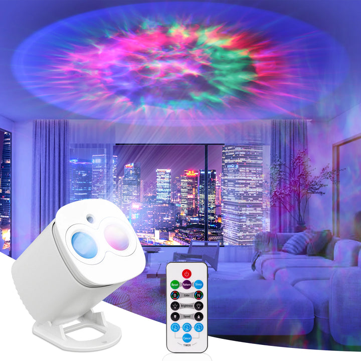 2025 New USB LED Projector Light, Modern Moire Pattern & Sunset Design, Adjustable Atmosphere Lighting With Remote Control