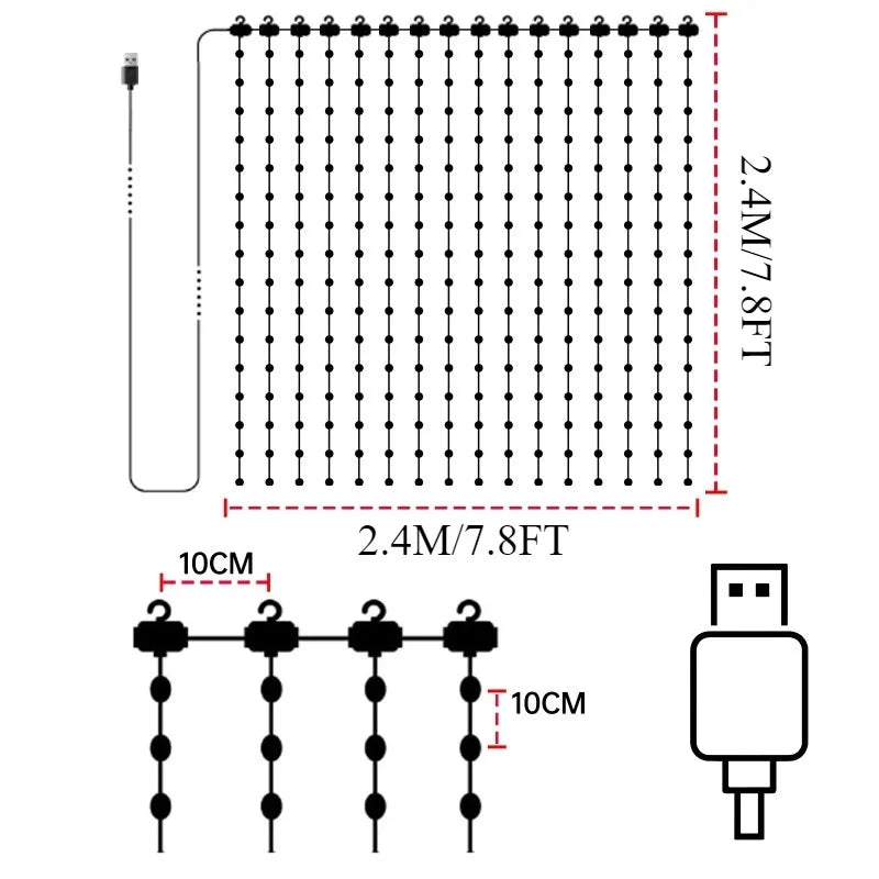 400 LED Smart Curtain Lights Multi-color Musical Fairy String Lights USB Powered with Remote Control App Control for Wedding
