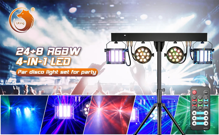 U`King Combination Bracket Lights 60W RGBW LED Par Light DMX Controlled Stage Light For DJ Disco Concerts Wedding Birthday Party