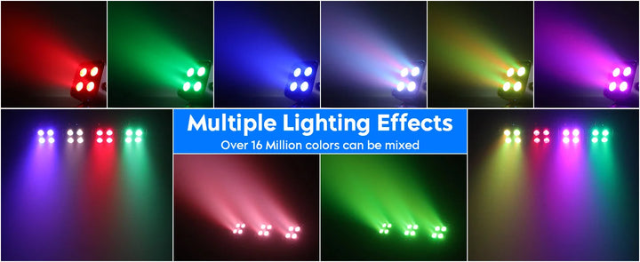 U'King 4Pcs Mini Battery Powered Rechargeable Par Light 4X18W RGBWA UV Stage Light DMX512 LED Uplight For Festival Party Wedding