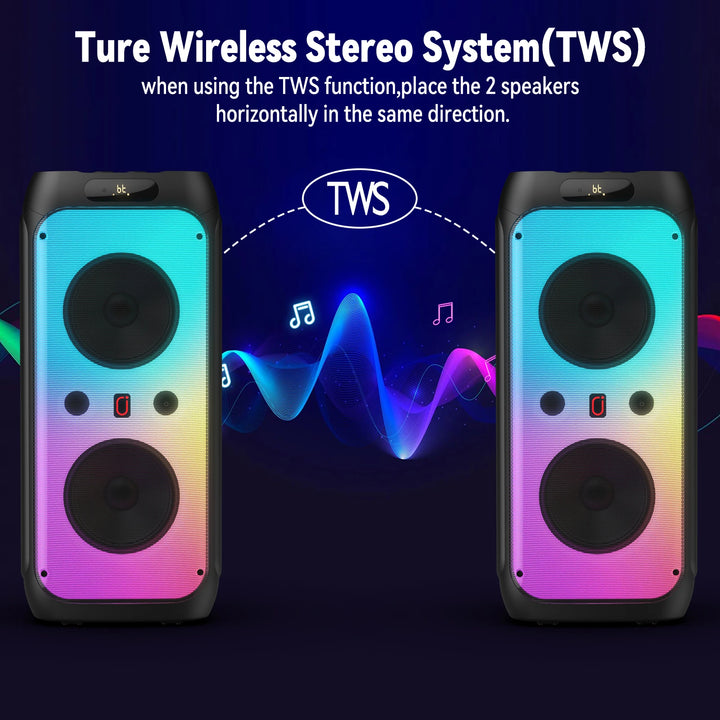FanFun Karaoke Machine,33" Big Bluetooth Party Speaker with 500W Peak Power,Wireless DJ PA Speaker with Subwoofers, Disco Lights