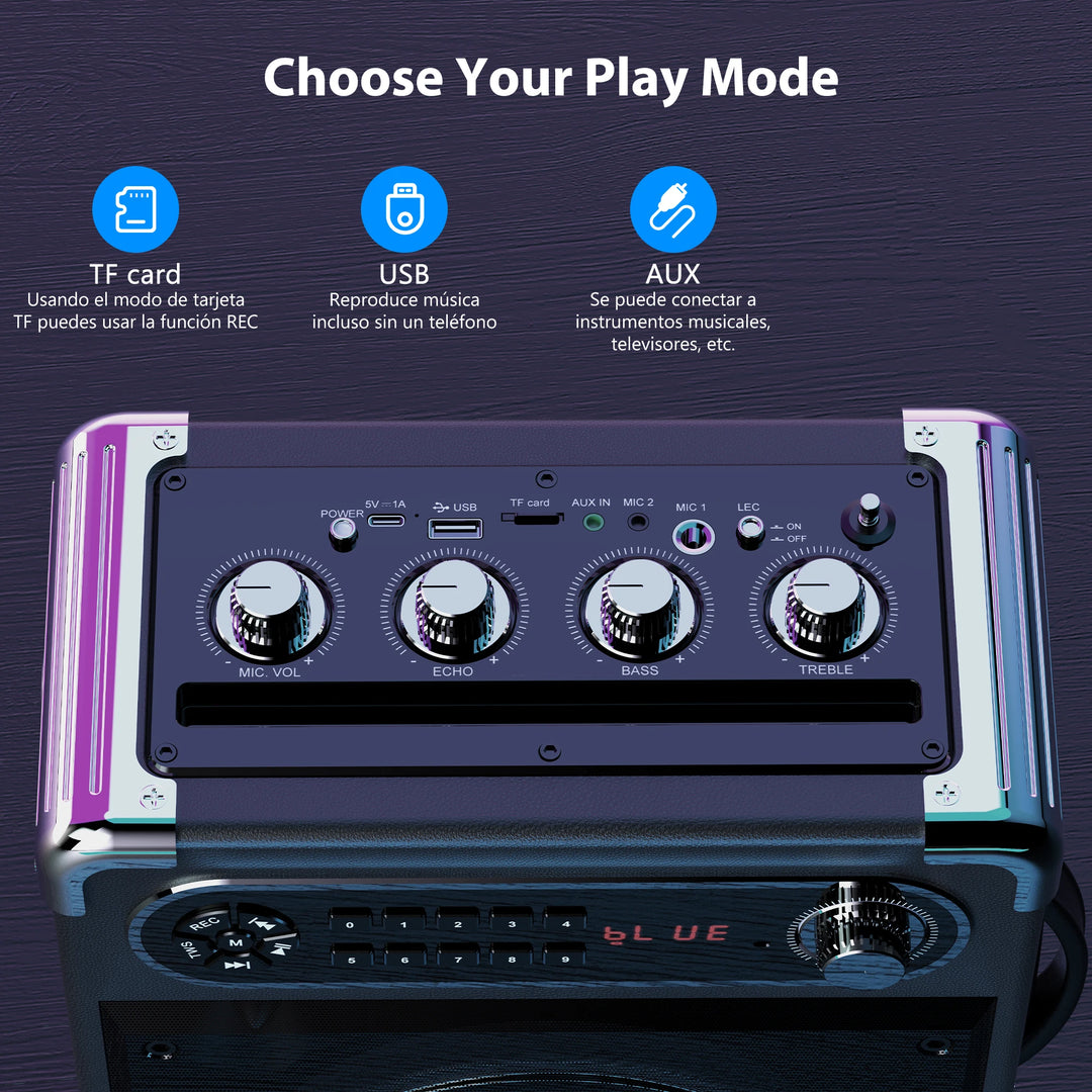 FanFun Karaoke Machine with 2 Microphones, Portable Bluetooth 5.3 Karaoke Speaker for Outdoor Events,Gatherings and Parties