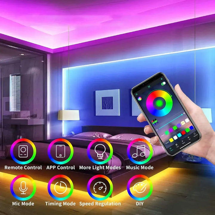 Smart Neon LED Strip Light App Control RGB Neon LED Backlight PC Game Room Decor Home Festival Outdoor Atmosphere Lighting