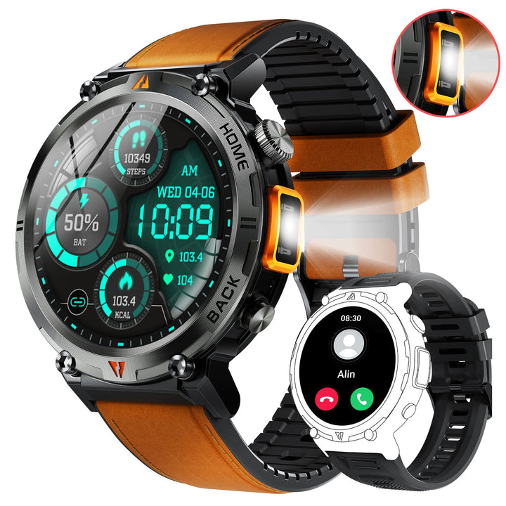 EIGIIS KE3 Bluetooth Call Smart Watch Men Full Touch Screen Health Monitor Clock With Flashlight  For IOS Android