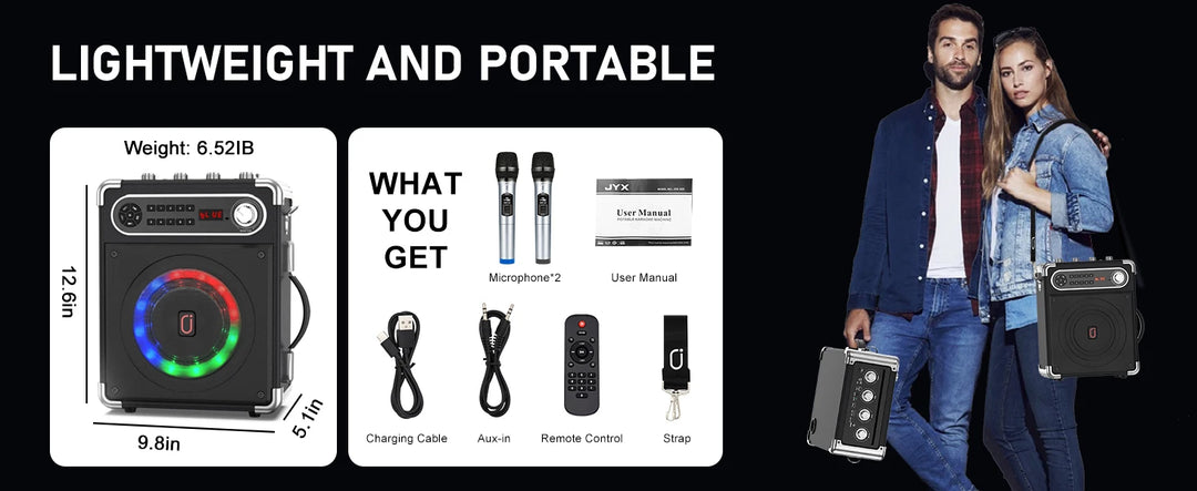 FanFun Karaoke Machine with 2 Microphones, Portable Bluetooth 5.3 Karaoke Speaker for Outdoor Events,Gatherings and Parties