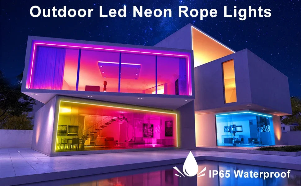 LED Neon Light Strip With Tuya Intelligent Control RGB Waterproof Neon Rope Light Suitable For Outdoor Decoration Of Houses