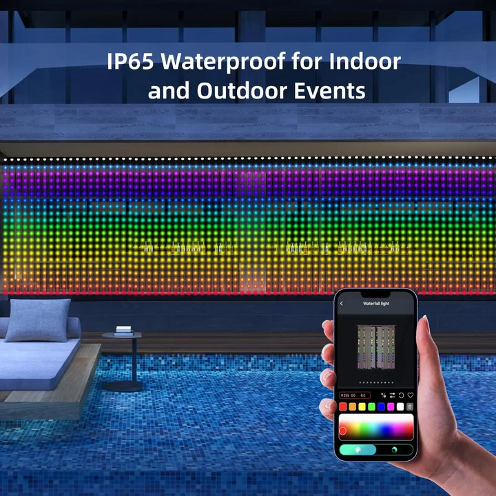Smart Curtain Lights String App Controlled LED Window Hanging Curtain Lights 300/200 LED RGB Color Music Pattern  Change Display