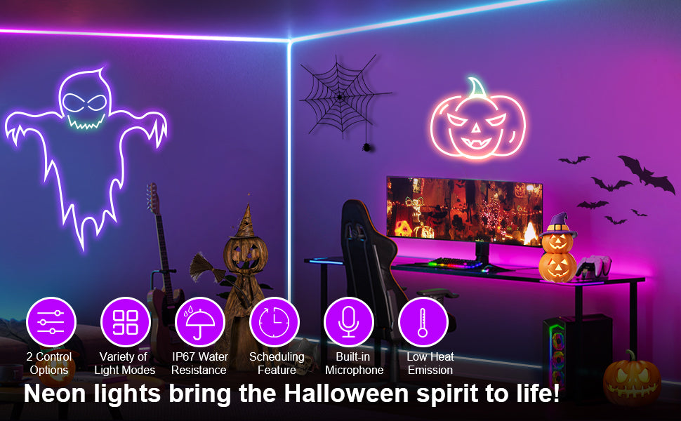 Outdoor Neon LED Rope Lights,  LED Lights For Bedroom Flexible LED Light Strip With Remote And APP Control RGB Lighting Strip