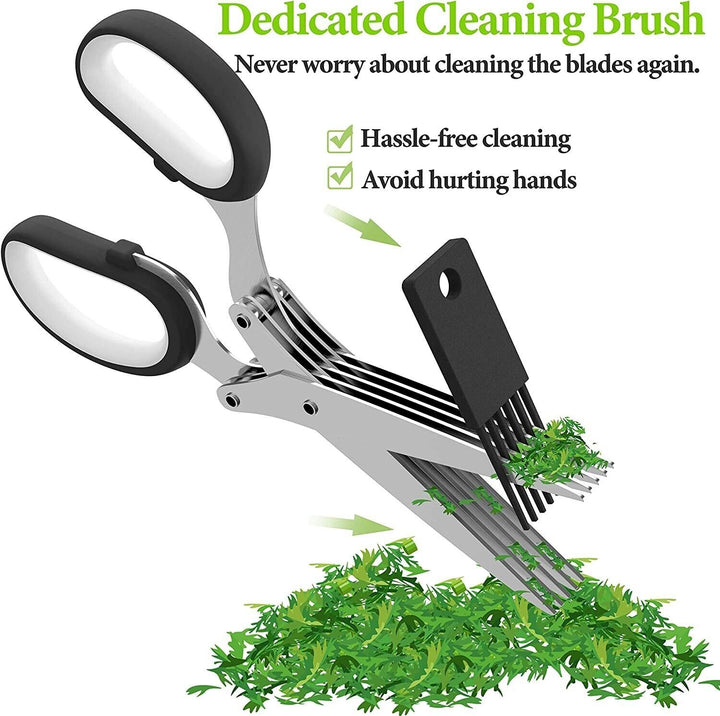 Herb Scissors Set With 5 Blades And Cover - Multipurpose Kitchen Chopping Shear