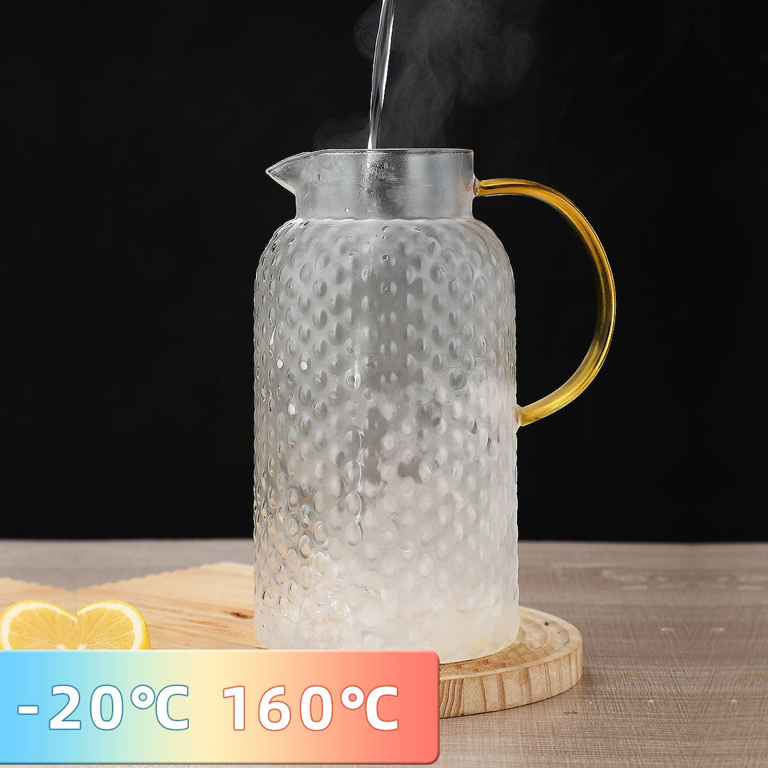 1 Pot with 4 Cups Set, Rice Grain Corrugated Cooling Water Kettle, Water Cup Set, Water Utensil Set, Tea Pot Set, Water Kettle Cup Set, High Borosilicate Glass Water Kettle, Water Cup Kettle