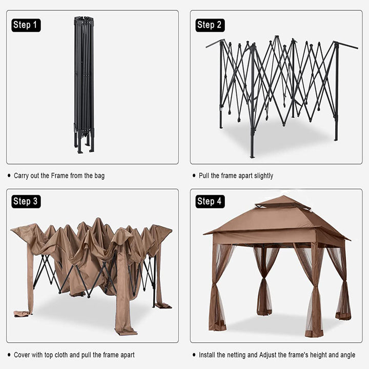 Outdoor 11x 11Ft Pop Up Gazebo Canopy With Removable Zipper Netting,2-Tier Soft Top Event Tent,Suitable For Patio Backyard Garden Camping Area