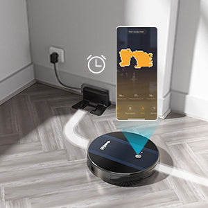 Robot Vacuum Cleaner G6, Ultra-Thin, 1800Pa Strong Suction, Automatic Self-Charging, Wi-Fi Connectivity, App Control, Custom Cleaning, 100mins Run Time