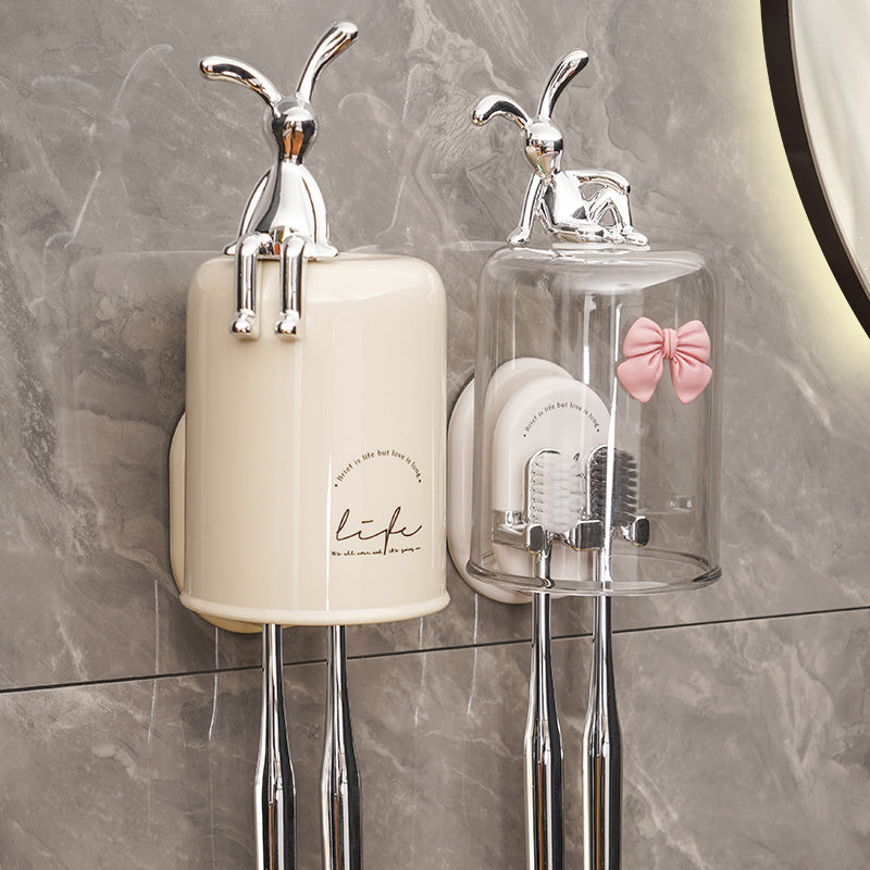 Multifunctional Toothbrush Holder, Bathroom Toothbrush Holder Storage Multi-Purpose, Not Easy To Fall, Suction Cup Wall-Mounted Mirror Tile Are Applicable Cream Yellow