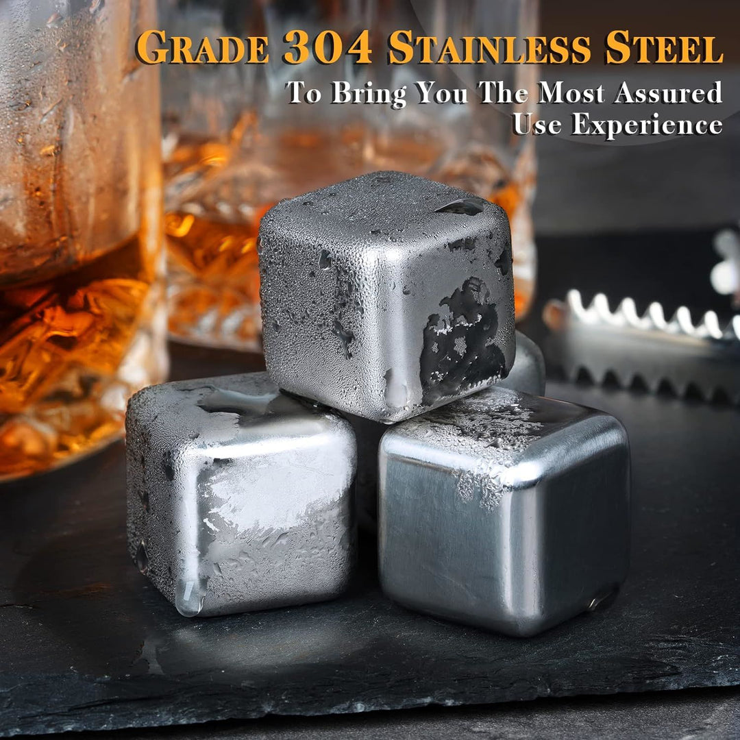 Stainless Steel Whiskey Glasses Stones Set