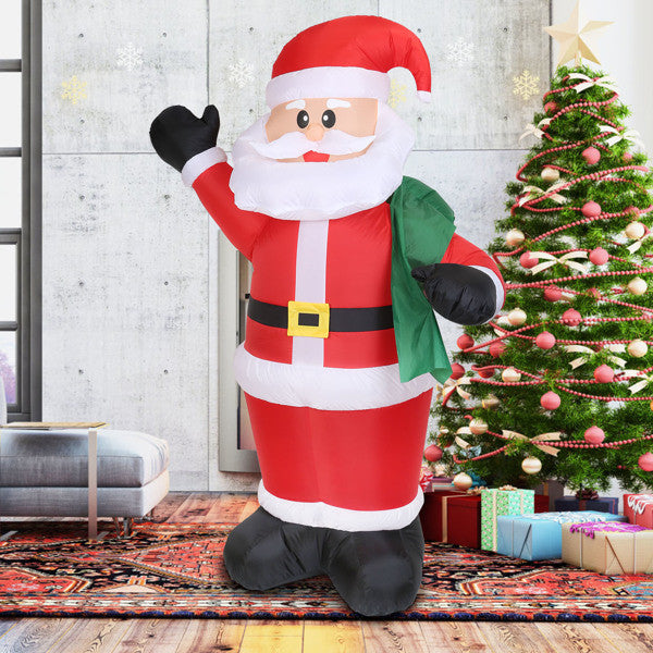 6.4ft Inflatable Christmas Giant Santa Claus Blow up Light up Santa Claus with LED Lights Gift Bag IPX4 Waterproof Christmas Outdoor Yard Lawn Holiday Decoration Xmas Kid Gift