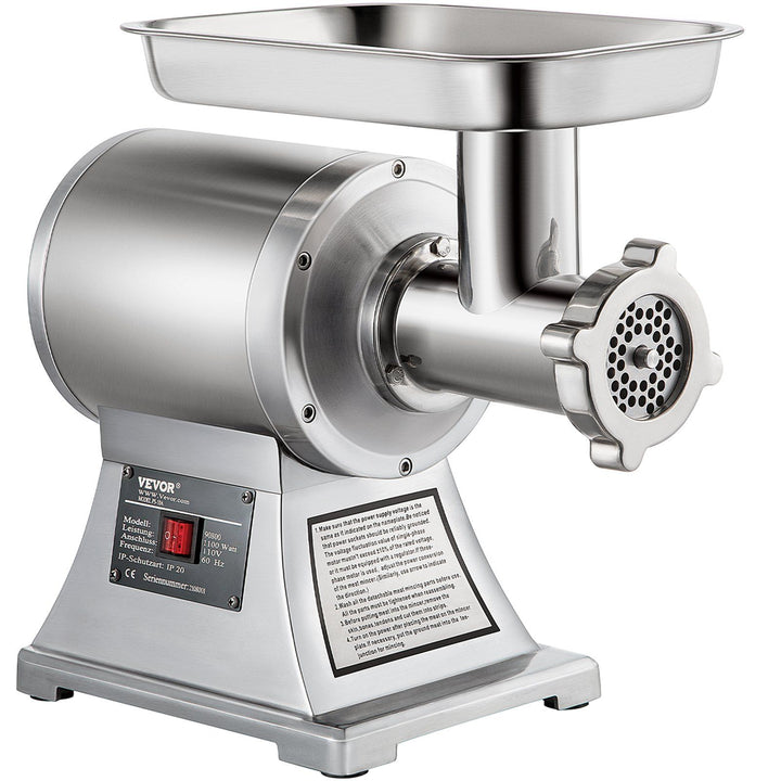 VEVOR Commercial Meat Grinder,550LB/h 1100W Electric Meat Grinder, 220 RPM Heavy Duty Stainless Steel Industrial Meat Mincer w/2 Blades, Grinding Plates & Stuffing Tubes