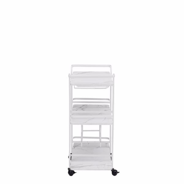 Painted Three-layer Bar Cart, With Wine Rack And Glass Holder, Suitable for Families And Small Gatherings, White