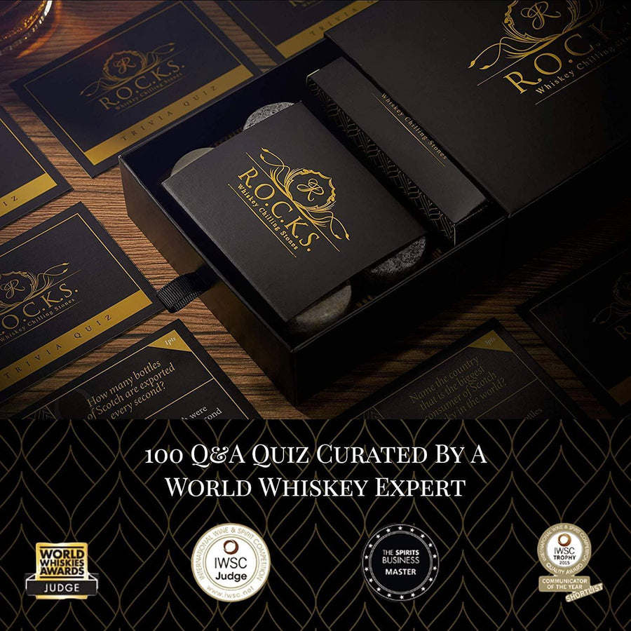 Whiskey chilling stones trivia quiz set