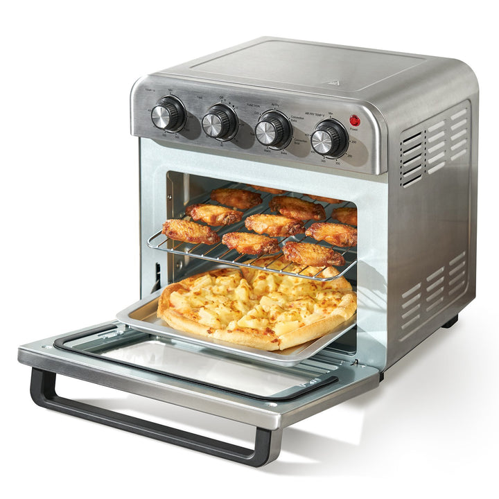 VEVOR 7-IN-1 Air Fryer Toaster Oven, 18L Convection Oven, 1700W Stainless Steel Toaster Ovens Countertop Combo with Grill, Pizza Pan, 6 Slices Toast, 10-inch Pizza, Home and Commercial Use