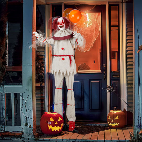 5.7ft Red eyes, Voice Control, Joker and Balloon, Halloween Standing Decoration Outdoor