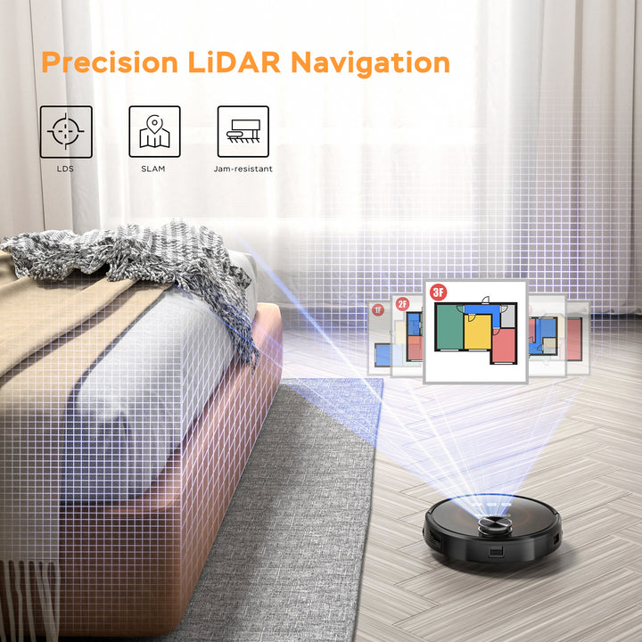 L8 Robot Vacuum Cleaner and Mop, LDS Navigation, Wi-Fi Connected APP, Selective Room Cleaning,MAX 2700 PA Suction, Ideal for Pets and Larger Home