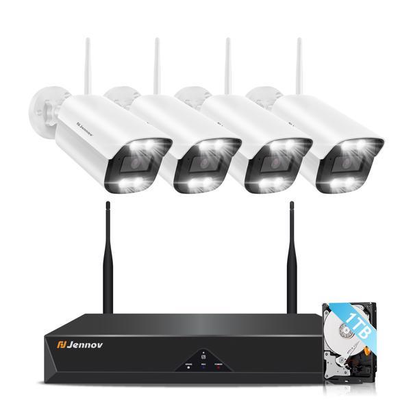 Jennov 5MP Wireless Security Camera System Outdoor IP66 IR WIFI Camera 1TB NVR