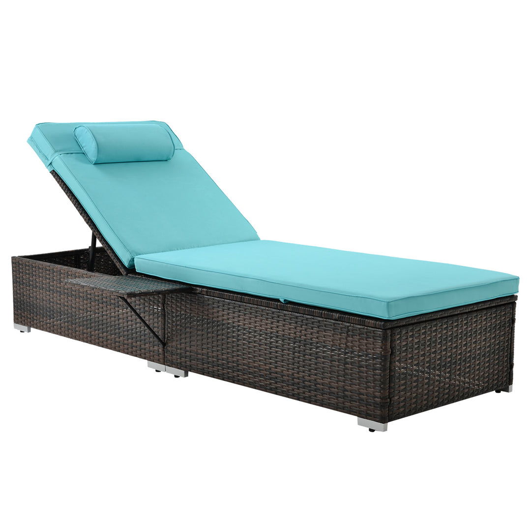 Outdoor Patio Chaise Lounge Chair, Lying in bed with PE Rattan and Steel Frame, PE Wickers,Pool Recliners with Elegant Reclining Adjustable Backrest and Removable Cushions Sets of 2