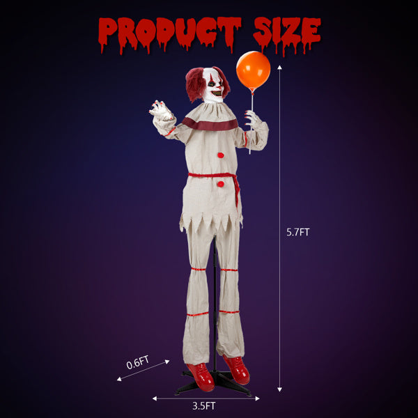 5.7ft Red eyes, Voice Control, Joker and Balloon, Halloween Standing Decoration Outdoor