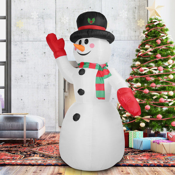 7.9FT Christmas Inflatable Giant Snowman Blow up Light up Snowman with LED Lights Hat Scarf IPX4 Waterproof Christmas Outdoor Yard Lawn Holiday Decoration Xmas Kid Gift