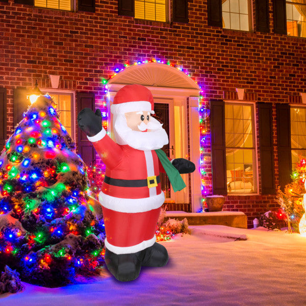 6.4ft Inflatable Christmas Giant Santa Claus Blow up Light up Santa Claus with LED Lights Gift Bag IPX4 Waterproof Christmas Outdoor Yard Lawn Holiday Decoration Xmas Kid Gift