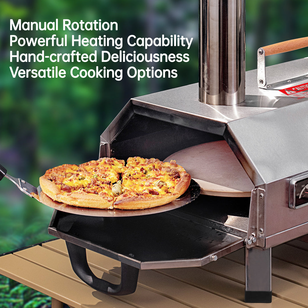 Semi-Automatic Silver 12 Outdoor Pizza Oven Portable Wood Fired Pizza Oven Outdoor Cooking Pizza Maker Portable Pizza Oven for Authentic Stone Baked Pizzas