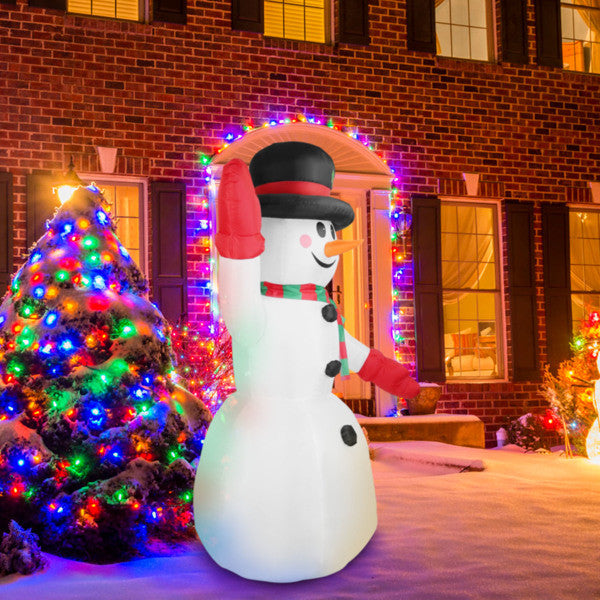 7.9FT Christmas Inflatable Giant Snowman Blow up Light up Snowman with LED Lights Hat Scarf IPX4 Waterproof Christmas Outdoor Yard Lawn Holiday Decoration Xmas Kid Gift