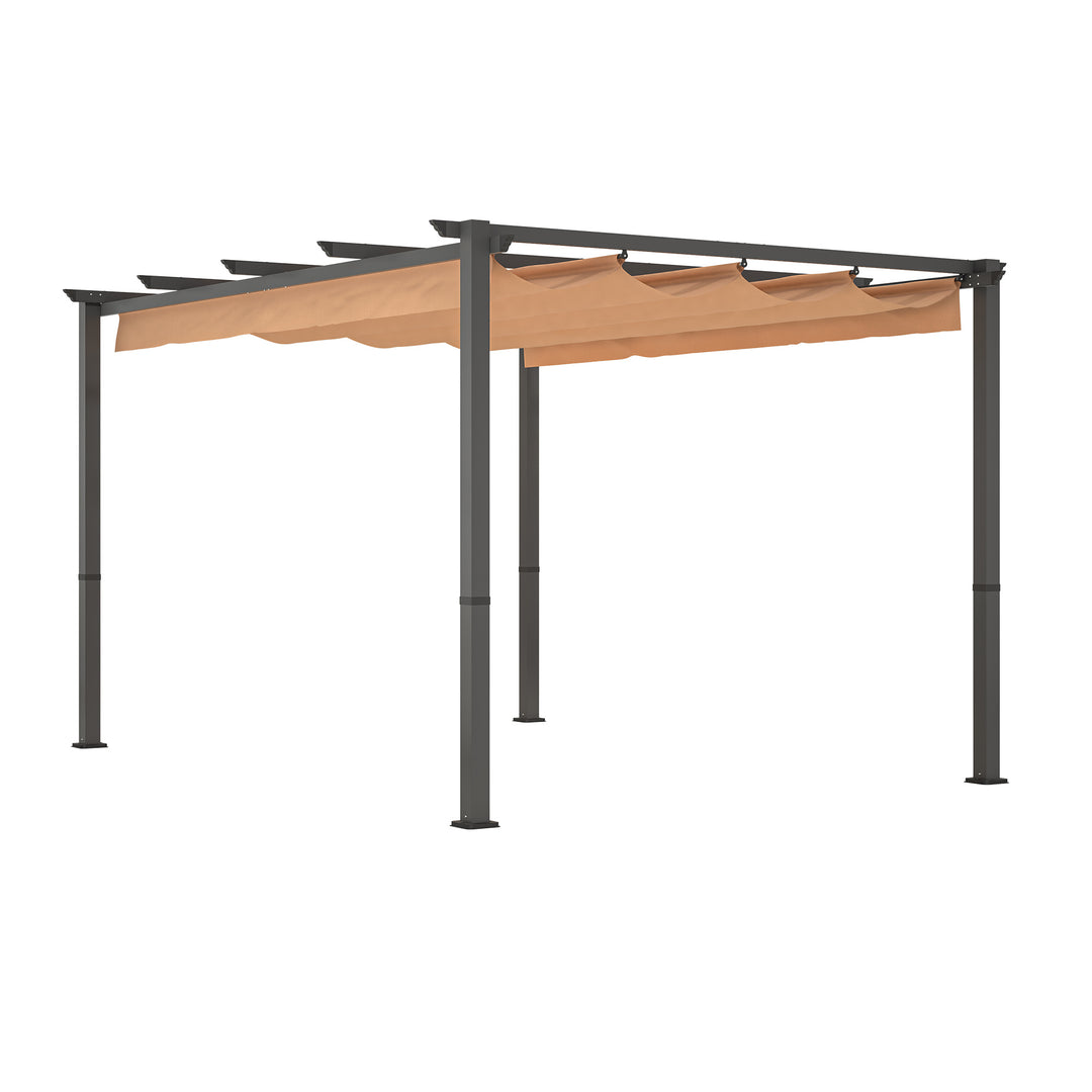 10' x 13' Aluminum Patio Pergola with Retractable Pergola Canopy, Backyard Shade Shelter for Porch, Outdoor Party, Garden, Grill Gazebo