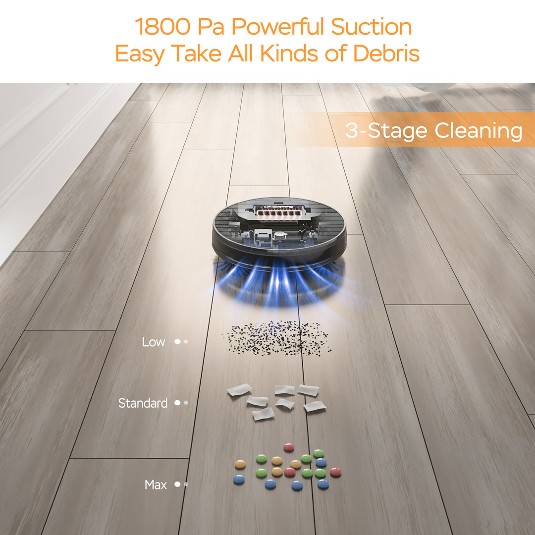 Robot Vacuum Cleaner G6, Ultra-Thin, 1800Pa Strong Suction, Automatic Self-Charging, Wi-Fi Connectivity, App Control, Custom Cleaning, 100mins Run Time