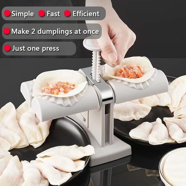 Collfa Automatic Dumpling Maker Mold Manual Ravioli Press Machine Dumpling Press Set Double Heads Mold Make 2 At A Time Quick Dumpling Empanadas Pierogi Maker Tool For Home,Kitchen Restaurant 2in1