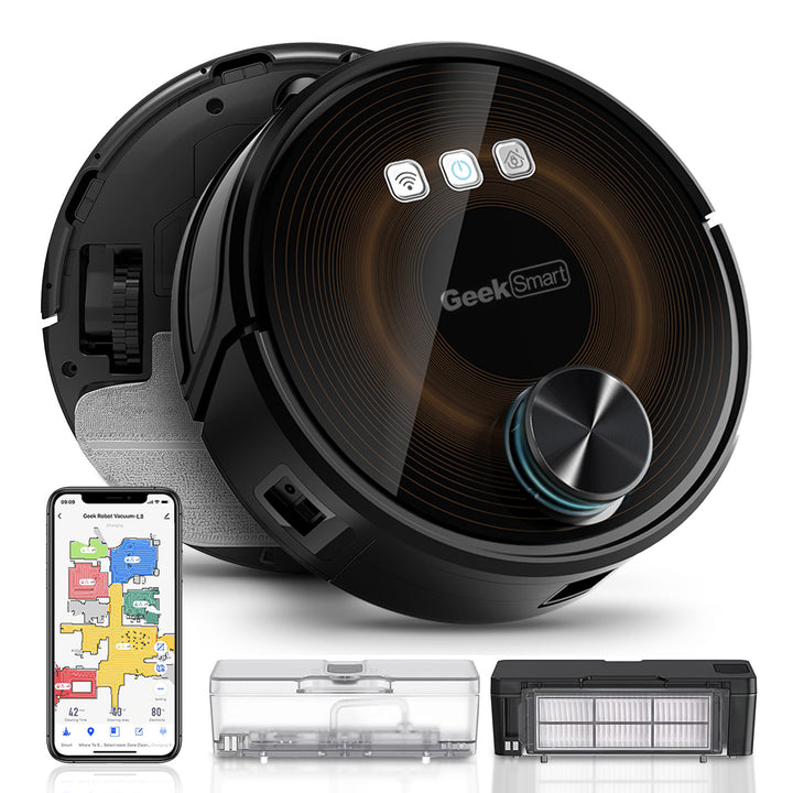 L8 Robot Vacuum Cleaner and Mop, LDS Navigation, Wi-Fi Connected APP, Selective Room Cleaning,MAX 2700 PA Suction, Ideal for Pets and Larger Home