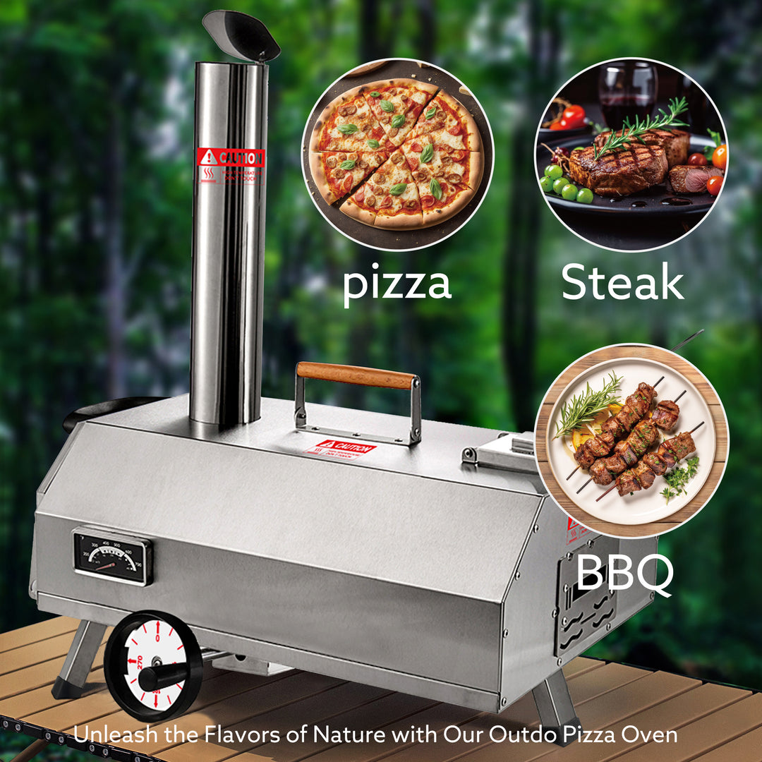 Semi-Automatic Silver 12 Outdoor Pizza Oven Portable Wood Fired Pizza Oven Outdoor Cooking Pizza Maker Portable Pizza Oven for Authentic Stone Baked Pizzas