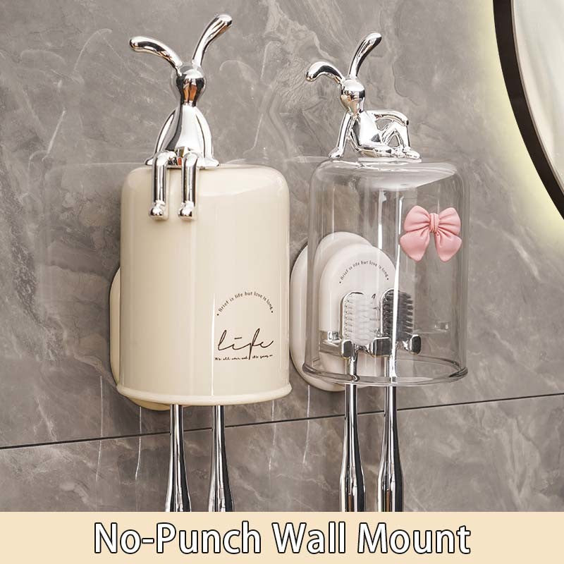 Multifunctional Toothbrush Holder, Bathroom Toothbrush Holder Storage Multi-Purpose, Not Easy To Fall, Suction Cup Wall-Mounted Mirror Tile Are Applicable Cream Yellow